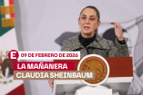 La presidenta Sheinbaun en una de sus conferencias en el Salón Tesorería de Palacio Nacional.