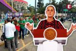 La presidenta Claudia Sheinbaum y los primeros aficionados en llegar para el partido inaugural del Mundial.