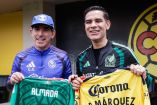 Rafael Márquez, DT de la Selección Nacional de México, y Guillermo Almada, DT de las Águilas del América, en las instalacioens de Coapa. Después de Atlas y Chivas, el estratega del Tricolor comenzó su visita a los clubes de la Liga MX.