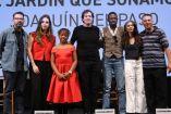 Alejandro Sugich, coproductor de El jardín que soñamos; Itzel Sierra, productora; Kima Preville, actriz;  Joaquín del Paso, director; Faustin Pierre, actor; Fernanda de la Peza, productora, y Carlos Esquivel, actor. Foto: Elizabeth Velazquez