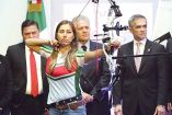 La arquera Linda Ochoa estuvo en la presentación, que encabezó Miguel Ángel Mancera, sobre los próximos eventos internacionales en la Ciudad de México. Foto: Ana Beatriz Reyes 