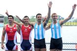 Los andinos Felipe Leal y Oscar Vásquez y los argentinos Axel Haack y Diego López, se repartieron el oro al llegar al mismo tiempo a la meta (Reuters)