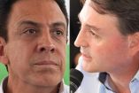 Omar Fayad, candidato del PRI a gobernador de Hidalgo, y su adversario panista Francisco Xavier Berganza