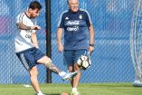 Messi, durante una práctica del combinado albiceleste. Foto: AFP
