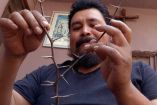 Marco Antonio Reyes se encarga de la elaboración de la corona de espinas para el Viacrucis del Viernes Santo en Iztapalapa. Foto: Especial