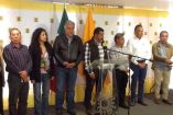 Integrantes de la corriente perredista, MIZ, en conferencia.