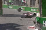 ‘Checo’ Pérez sufre aparatoso choque en Bakú (Foto: @F1)