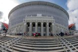 Fachada del nuevo estadio mundialista en Ekaterimburgo (AP)