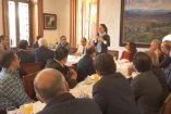 Sheinbaum se reunió este jueves con empresarios y comerciantes del Centro Histórico. Foto tomada de la cuenta de Twitter: @Claudiashein