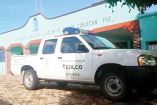 Únicamente una patrulla lució estacionada frente al palacio municipal de Cohuecan, Puebla / Foto: Aldo Hernández