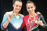  Ana Lago y Anapaula Gutiérrez hicieron el 1-2 en los ejercicios de piso en la competencia portuguesa. Foto: @analago95