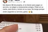 Mesera se queja de su propina y desata polémica en redes