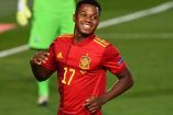 Ansu Fati es el anotador más joven de la selección de España. (AFP)