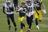 Aaron Jones corrió para 145 yardas y una anotación. (Reuters)