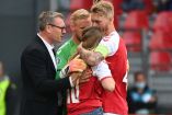 Simon Kjaer tranquilizó a la pareja de su compañero Christian Eriksen, quien se desvaneció en pleno partido y fue asistido médicamente (Reuters)