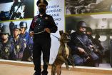 El can que fue rescatado por un elemento de la Policía Bancaria e Industrial (PBI). Foto: SSC