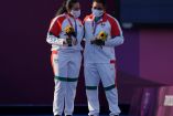Alejandra Valencia y Luis Álvarez ganaron la medalla de bronce en tiro con arco mixto (Foto de AP)