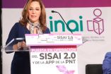 La presidente del INAI, Blanca Lilia Ibarra Cadena, durante la presentación de la puesta en marcha del SISAI 2.0. Imagen tomada de Twitter: @INAImexico
