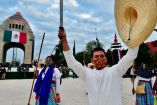 El 20 de noviembre de 2020 se realizó frente al Monumento a la Revolución la representación de la Revolución Mexicana con los actores usando cubreboca debido a la pandemia por Covid-19. Foto archivo: Presidencia
