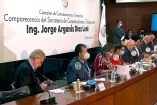 El titular de la SCT, Jorge Arganis, en comparecencia ante el Senado. Imagen: Captura de video