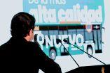 El gobernador de NL, Samuel García, ayer, en conferencia sobre las 510 nuevas unidades de transporte público de gas natural y energía eléctrica. Imagen tomada de Facebook: @gobiernonuevoleon