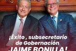 En la publicación, en la que adjunta una imagen del presidente López Obrador al lado de Jaime Bonilla, Montserrat Caballero, alcaldesa de Tijuana, “desea el mayor de los éxitos al ingeniero”.