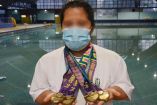 Naomi Alejandra, de 13 años, es una atleta en la disciplina de natación que se ha formado en el Instituto Mexicano del Seguro Social. Foto: Especial