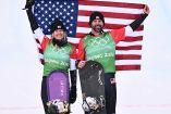 Lindsey Jacobellis y Nick Baumgartner conquistaron el oro en snowboard cross mixto. (AFP)