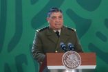 Luis Cresencio Sandoval, secretario de la Defensa Nacional, durante la mañanera que se realizó en las nuevas instalaciones del Aeropuerto Internacional Felipe Ángeles/Cuartoscuro