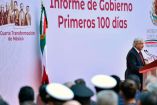 El presidente Andrés Manuel López Obrador durante la presentación de su primer informe de 100 días de gobierno, en 2019. Foto archivo: Presidencia