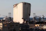 Una vista general muestra los silos de Beirut dañados en la explosión del puerto de agosto de 2020