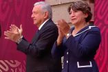El presidente Andrés Manuel López Obrador y la titular de la SEP, Delfina Gómez, en el Día del Maestro. Imagen: Captura de video