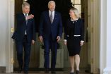 Joe Biden recibió a la primera ministra sueca, Magdalena Andersson, y al presidente finlandés, Sauli Niinistö / AFP