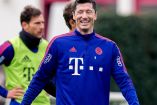 Robert Lewandowski en un entrenamiento del Bayern Múnich. 
