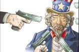 Ilustración muestra violencia con armas de fuego en Estados Unidos.