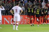 Jugadores de la selección de Bélgica celebran un gol ante Polonia.