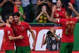 Gonçalo Guedes celebra gol con la selección de Portugal