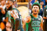 Jugadores de Celtics, después de una jugada