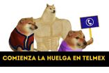 Meme de Cheems sobre la huelga en Telmex.