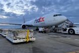 Un avión de FedEx y la carga de vacunas que transportaba