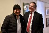 Marcelo Ebrard, secretario de Relaciones Exteriores, con Evo Morales