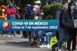 Personas hacen fila para realizarse la prueba covid en un módulo de la Secretaría de Salud