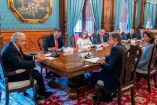 El presidente Andrés Manuel López Obrador y el secretario de Estado de EU, Antony Blinken, ayer, en Palacio Nacional.