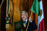 El presidente López Obrador da el Grito de independencia desde Palacio Nacional