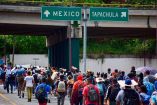 Caravana migrante durante su paso por México en la frontera sur.