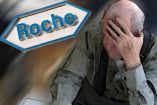 Logo de Roche y un adulto mayor tocándose la cabeza