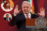 López Obrador y caritas de Layda Sansores y Ricardo Monreal.