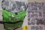 Mochila y droga decomisadas en NL