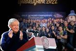 López Obrador y fondo de campeones de Taekwondo