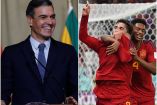 Collage de Pedro Sánchez y jugadores de España